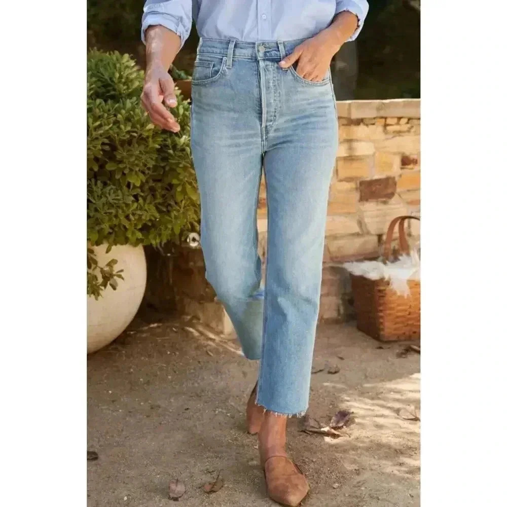 Frank & Eileen Monaghan Jeans High Rise Button Fly Raw Hem Womens Size 29